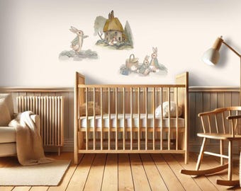 XL Tale Of Rabbit Theme Wall Decal - Reusable and Removable Wall Sticker Kids Room