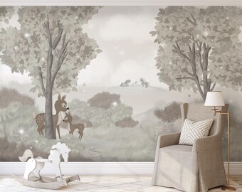 Jungle | Forest Wallpaper | Custom Design Kids & Nursery Room Decor | Woodland Jungle Theme