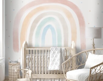 Watercolor Rainbow Wallpaper | Custom Design Kids and Nursery Room Decor Wall Mural