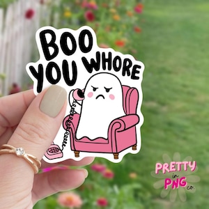 Boo You Whore PNG | Trendy Halloween PNG | Popular Sublimation Design | Spooky Season Png | Pink Ghost Png | Retro Halloween Png image 2