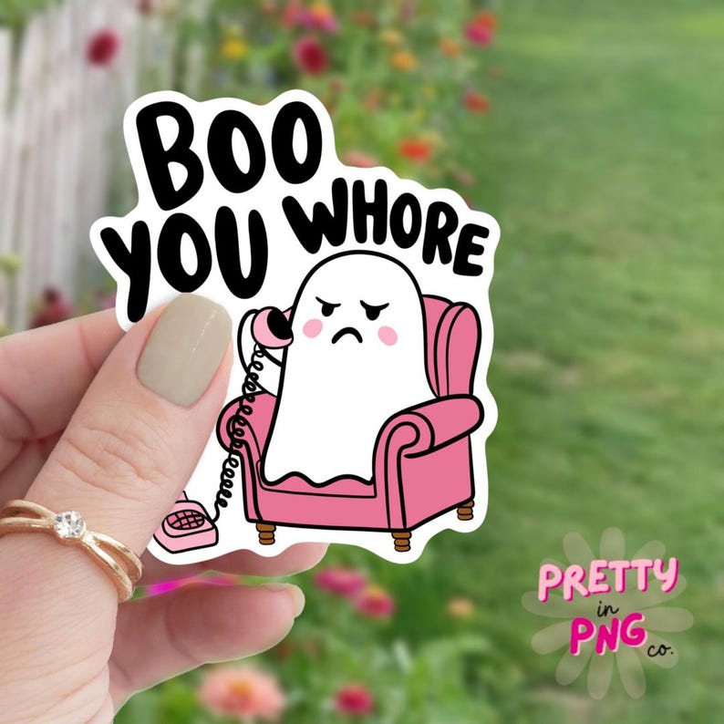 Boo You Whore PNG | Trendy Halloween PNG | Popular Sublimation Design | Spooky Season Png | Pink Ghost Png | Retro Halloween Png image 2