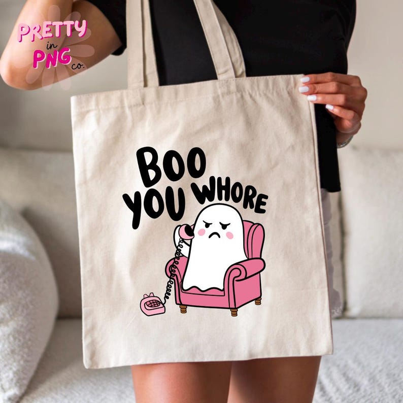 Boo You Whore PNG | Trendy Halloween PNG | Popular Sublimation Design | Spooky Season Png | Pink Ghost Png | Retro Halloween Png image 3