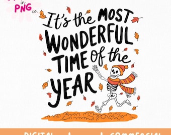 It's The Most Wonderful Time Of The Year Halloween PNG | Trendy Halloween PNG | Retro Halloween PNG | Viral Skeleton Png | Spooky Season Png