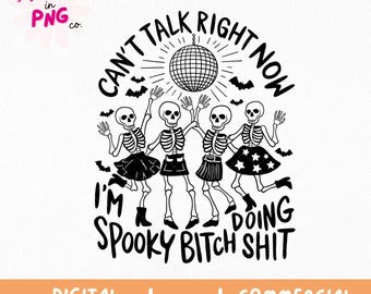 Spöklik skelettdans PNG: Rolig Halloween-design (digital nedladdning)