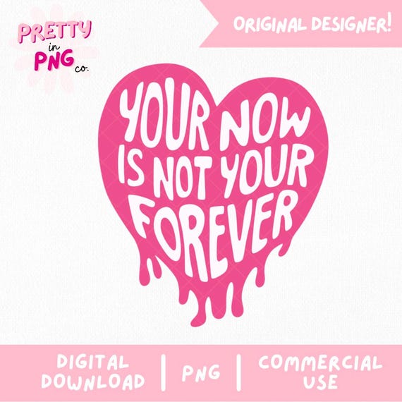 Motivational Mental Health PNG: Pink Melting Heart Design (Digital Download, Commercial License Included
