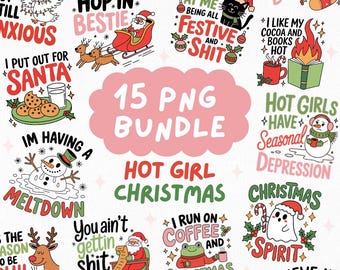 Funny Christmas PNG Bundle | Trendy Sticker PNG Bundle Pack | Hot Girl Christmas PNG Bundle | Cute Xmas Png Clipart Pack | Sublimation Png