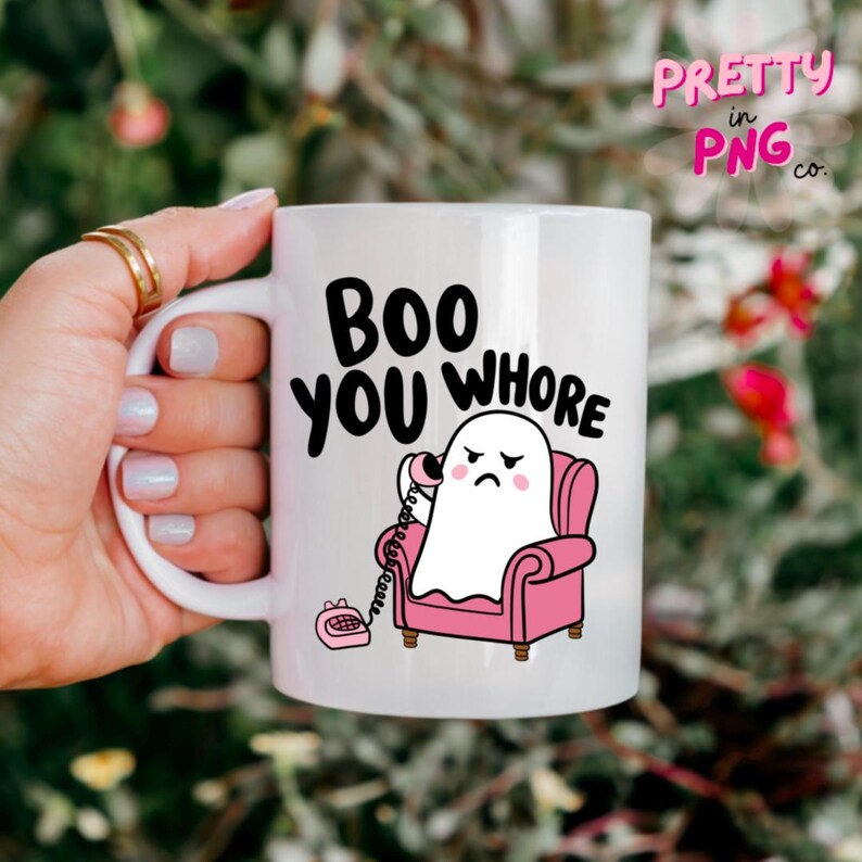 Boo You Whore PNG | Trendy Halloween PNG | Popular Sublimation Design | Spooky Season Png | Pink Ghost Png | Retro Halloween Png image 4