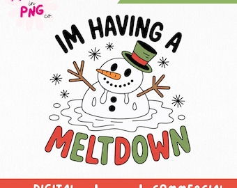 Sto avendo un crollo nervoso PNG / Adesivo natalizio alla moda PNG / Divertente pupazzo di neve natalizio PNG / Natale stressato PNG / Pupazzo di neve invernale PNG /