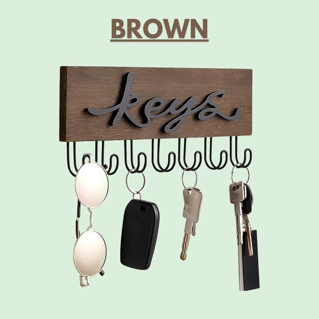 Multiple Key Hook Rack RUSTIC WOOD Hanging Key HOOK Rack Mounted Wall Hangers for Entryway ...
