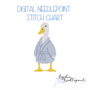 Digitaal borduurpatroon Relaxing Goose | Grappige gans-naaldpunt| Digitale download | Leuke steek | 18 mesh-diagram