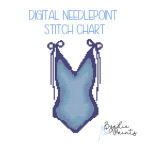 Blue Vintage Swimsuit Needlepoint Pattern | 18 mesh chart | Digital Needlepoint Chart | Digital Download