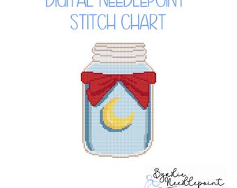 Mason Jar Needlepoint Pattern | Southern Charm, 13 mesh (Digital Download)