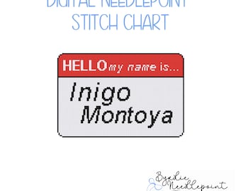 Inigo Motoya Princess Bride Needlepoint| fun Needlepoint Pattern | Digital Download | Cute Stitch Chart | 18 mesh chart