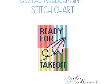 Patrón de tapicería para funda de pasaporte "Ready For Takeoff" / Diseño de viaje estilo preppy, 18 hilos por pulgada (Descarga digital)