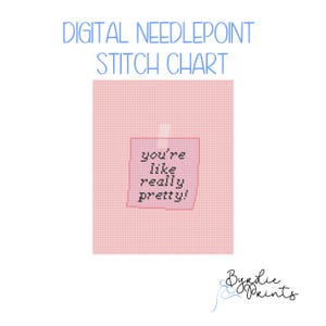 Really Pretty Sticky Note needlepoint| Girlie Needlepoint Pattern | Digital Download | Cute Stitch Chart | Office Decor | 13 mesh chart