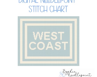 Patrón de bordado de la Costa Oeste / Gráfico de 13 mallas / Gráfico de bordado digital / Descarga digital / Diversión de verano, bordado de playa