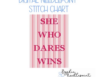 Wer wagt, gewinnt | Inspirierende Nadelspitzen-Anleitung | Digitaler Download | Cute & Sassy Stichvorlage | 13 Maschenkarte