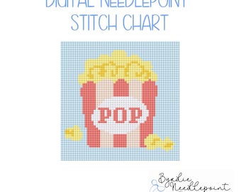 Popcorn Stickmuster | Filmliebhaber Ornament (Digitaler Download)