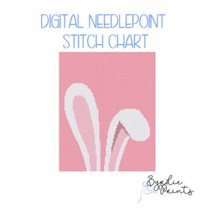 Cute Bunny Ear needlepoint| Easter Needlepoint Pattern | Nursery Needlepoint | Digital Download | Cute Stitch Chart | 13 mesh chart