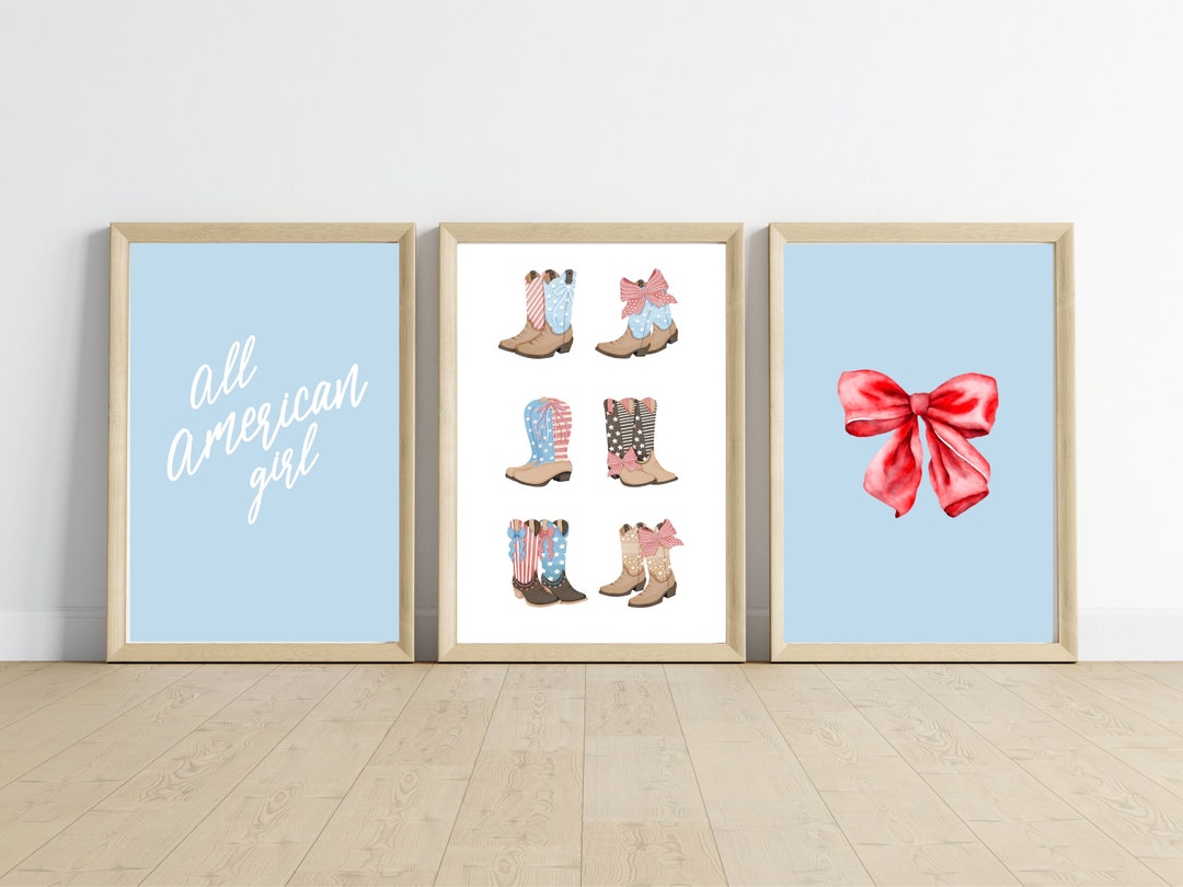 All American Girl Printable Posters Print, Boots Trendy, Preppy Cowgirl ...