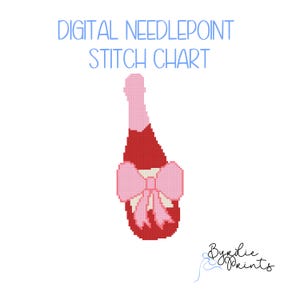 Cute Girlie Aesthetic High Heel with Bow Needlepoint Pattern | 13 mesh chart | Digital Needlepoint Chart | Digital Download