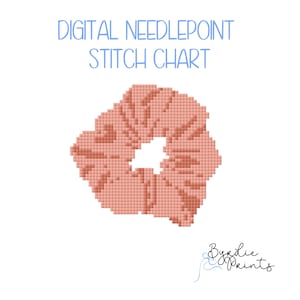 Cute Girlie Aesthetic Pink Scrunchie Needlepoint Pattern | 13 mesh chart | Digital Needlepoint Chart | Digital Download
