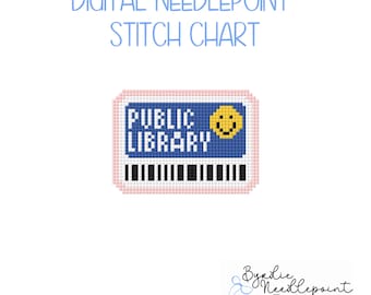 Mini-Library Card Digitale Nadelspitze Stickmuster| Taschenanhänger Nadelspitze Muster | Digitaler Download | Niedliche Stichvorlage | 18-Maschen-Diagramm