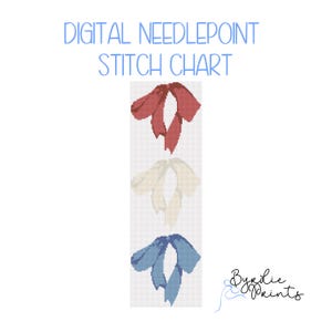 Red White and Blue Bows Needlepoint Pattern | 18 mesh chart | Digital Needlepoint Chart | Digital Download | Forth of July Needlepoint