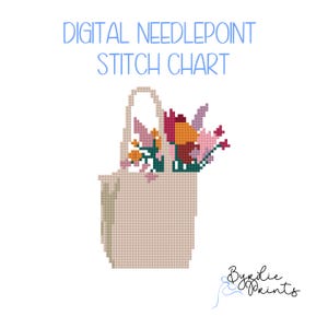 Farmers Market Frische Blumen Tasche Nadelspitze Muster | 13 Maschenkarte | Digitale Nadelspitzenmuster | Digitaler Download | Boho Nadelspitze