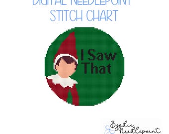 Elf Christmas Ornament Digital Needlepoint| Funny Christmas needlepoint Pattern | Digital Download | 18 mesh chart