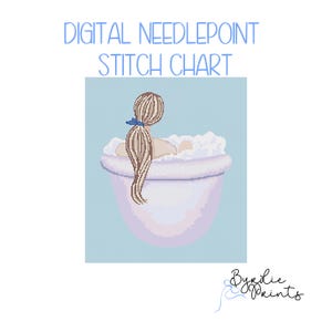 Bubble Bath Needlepoint Pattern | Bathroom Decor | 18 mesh chart | Digital Needlepoint Chart | Digital Download