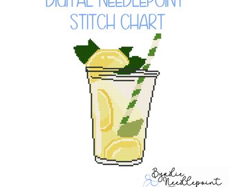 Lemonade Stickmuster | "Handbestickte ""Fun Summer"" Anleitung, 18 Maschen (Digitaler Download)"