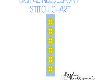 Tennis Key Fob Digital Needlepoint chart | Blue Background | Digital Download | Cute Stitch Chart | 18 mesh chart | Keychain