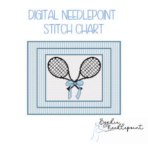 Tennis Rackets Needlepoint Pattern | Elegant Sports Chart, 18 mesh (Digital Download)