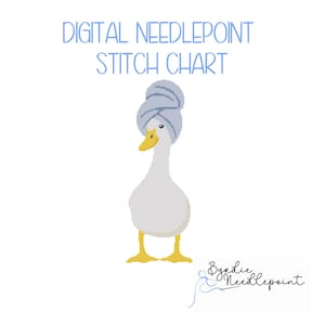 Bath Time Gans Digitales Stickmuster | Lustige Gans Nadelspitze| Digitaler Download | Niedliches Muster | 18-Maschen-Diagramm