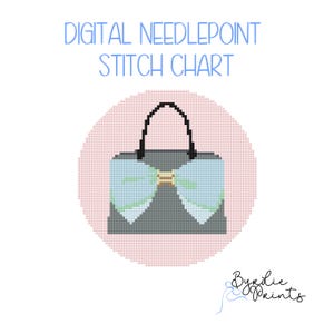 Pocketbook ornament Needlepoint Pattern | Handbag ornament | 18 mesh chart | Digital Needlepoint Chart | Digital Download