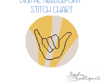 Shaka Needlepoint Pattern | Summer Surf Stitch Chart (Digital Download)