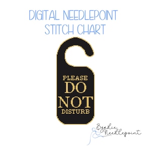 Do Not Disturb Needlepoint Door Hanger Chart, Black and Gold Pattern, Classic Door Knob Sign| 18 mesh chart (Digital Download)