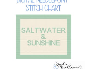Saltwater and Sunshine Needlepoint Chart | Summer Stitch, 13 mesh  (Digital Download )