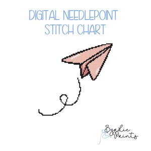 Whimsical Paper Airplane Needlepoint Pattern | cute Needlepoint Pattern | 18 mesh chart | Digital Chart | Digital Download