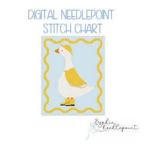 グースのニードルポイントパターン | 気まぐれなレインコートのデザイン（デジタルダウンロード）