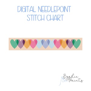 Heart Key Fob needlepoint Chart| Girly Needlepoint Pattern | Digital Download | Cute Stitch Chart | 18 mesh chart