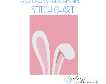 Bunny Needlepoint Pattern, Easter Stitch Chart, 13 mesh(Digital Download)