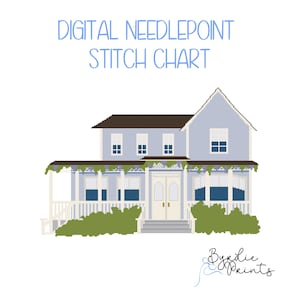 Lorelei&#39;s House Digital Needlepoint| Gilmore Needlepoint Pattern | Digital Download | Cute Stitch Chart | 18 mesh chart
