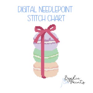 Macaroons and Bows | Cute girly Needlepoint Pattern | Digital Download | Cute & Sassy Stitch Chart | 18 mesh chart
