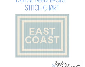 East Coast Needlepoint Pattern | 13 mesh chart | Digital Needlepoint Chart | Digital Download | Summer Fun, Beach Needlepoint