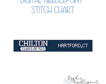 Chilton Key Fob デジタルニードルポイントチャート | Gilmore ニードルポイントパターン | デジタルダウンロード | 楽しいステッチチャート | 18メッシュチャート