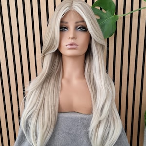 Parametal Perücke, Belle Lace Perücke, Lace Front Perücke, Platin blonde Perücke, Cosplay Perücke, blonde Perücke, lockige blonde Perücke, lange Perücke, graue theatralische Perücke