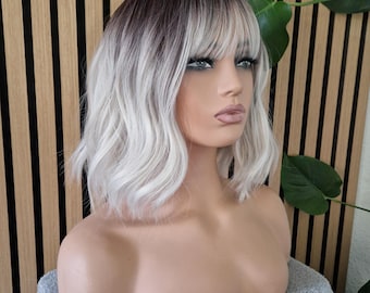 ponytail wig, short wig, blonde wig with bangs, short wig, wig with bangs, calico wig, calic wig, drag queen wig, ombre blonde wig, wigs