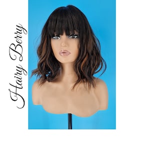 ponytail wig, brown bob wig, wig with bangs, Wig, calico wig, calic wig, drag queen wig, short wig, ombre brown wig , Bob, belle lace wig